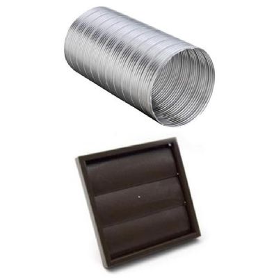 HAFELE SYSTEM 4, 100mm BROWN GRAVITY SEMI-RIGID ALUMINIUM HOSE DUCTING/WALL GRILLE KIT, 565.30.110